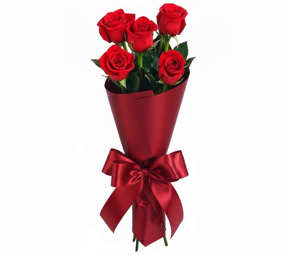 Букет 5 Красных роз Эдлесс Лав в Парусном