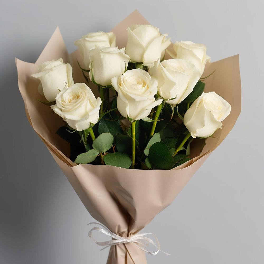 Букет 9 Белых роз Эдлесс Лав в Парусном