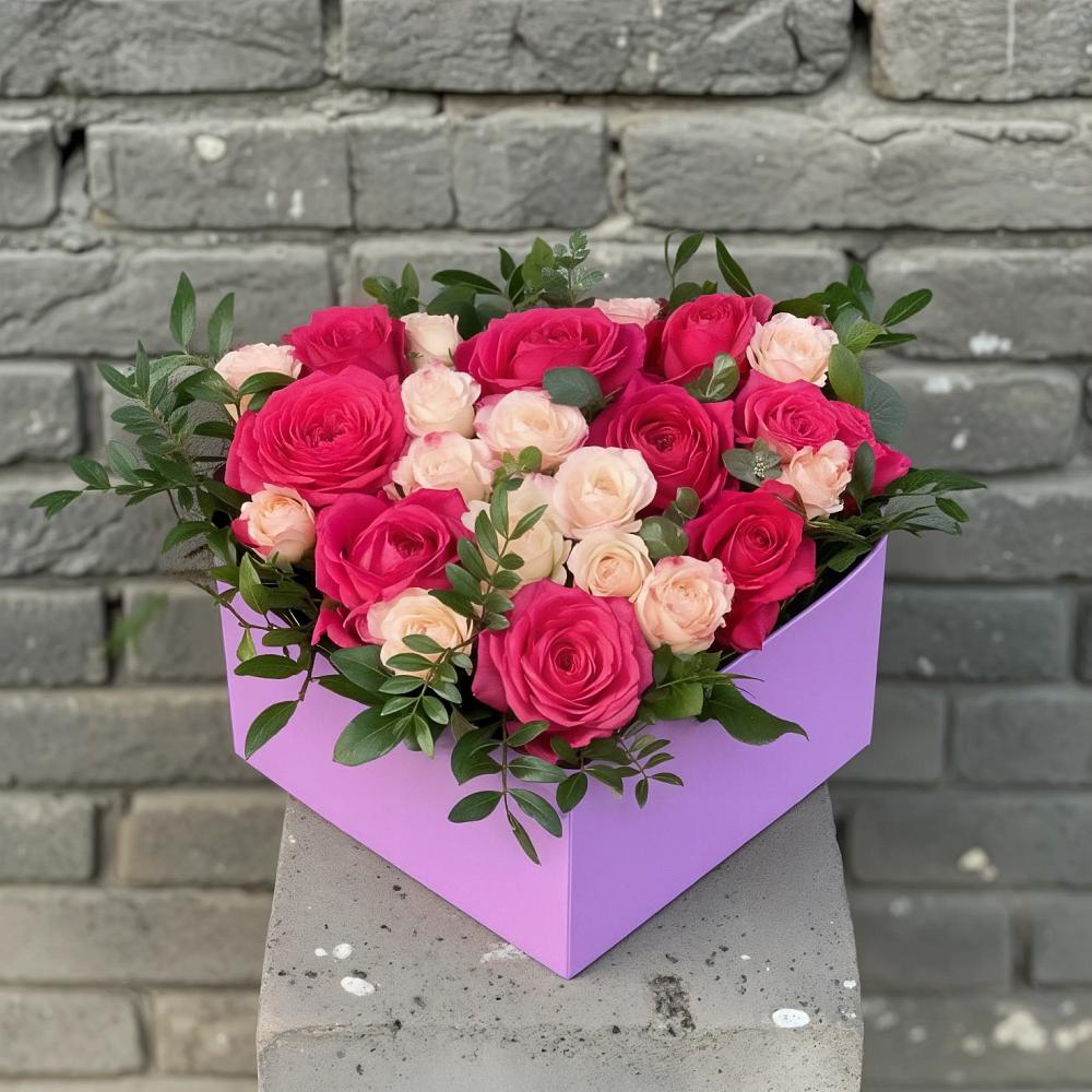 Цветочная композиция из Розы в коробке в Парусном