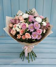 Букет цветов из:  Хризантемы, Розы и Альстромерии в Парусном