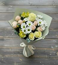 Букет цветов из:  Альстромерии, Розы и Хризантемы в Парусном