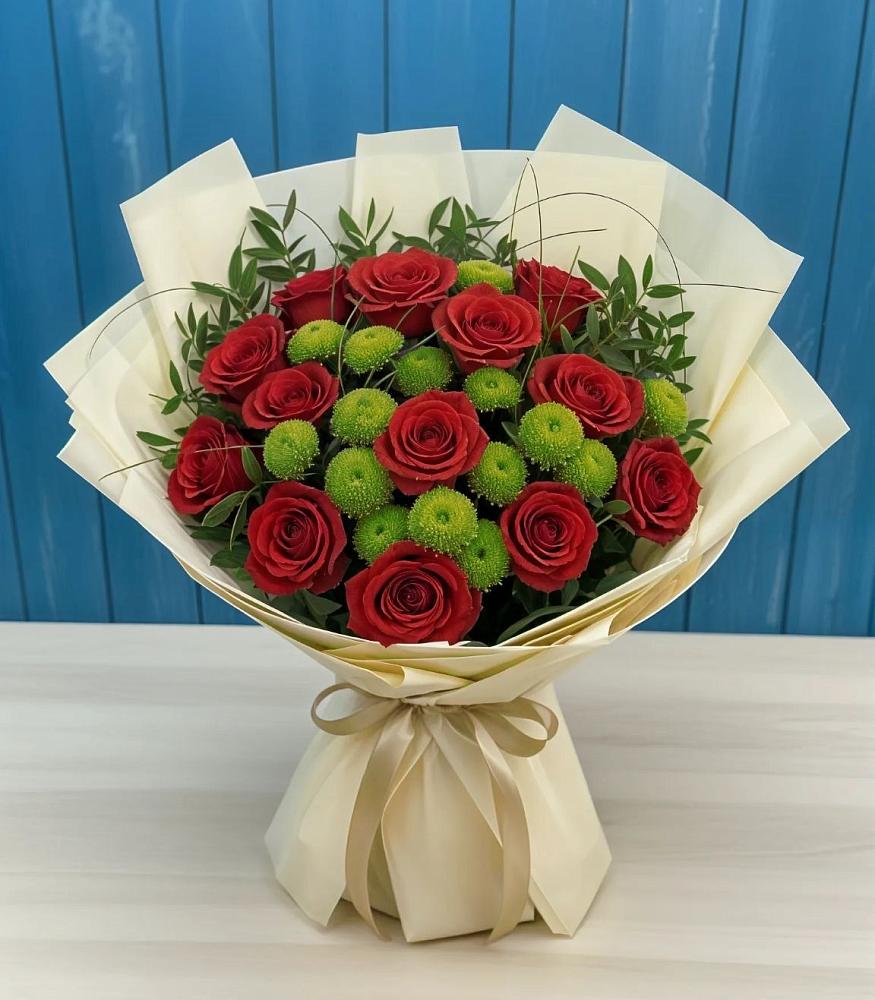 Букет цветов из: Розы и Хризантемы в Парусном