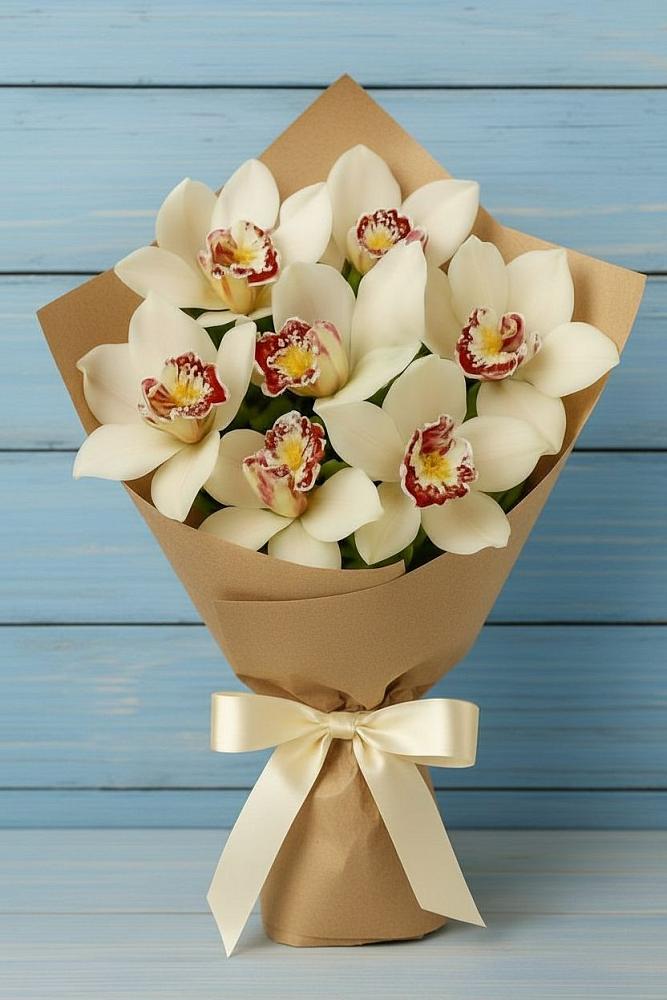 Букет цветов из: Орхидеи и Розы в Парусном